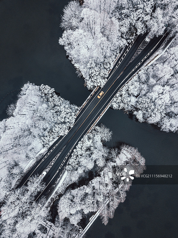 西湖楊公堤雪圖片素材