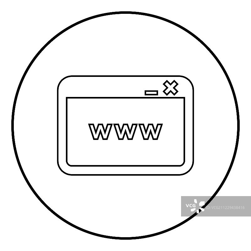 窗口浏览器互联网或网页图标黑色矢量插图简单的图像图片素材