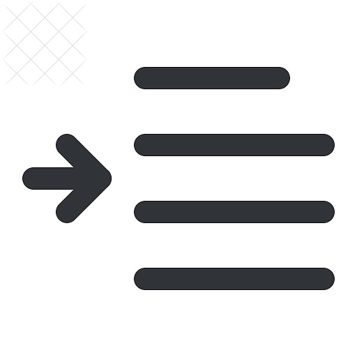 Text, format, increase, indent, left icon.