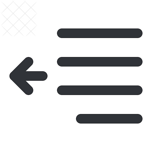 Text, format, left, decrease, indent icon.
