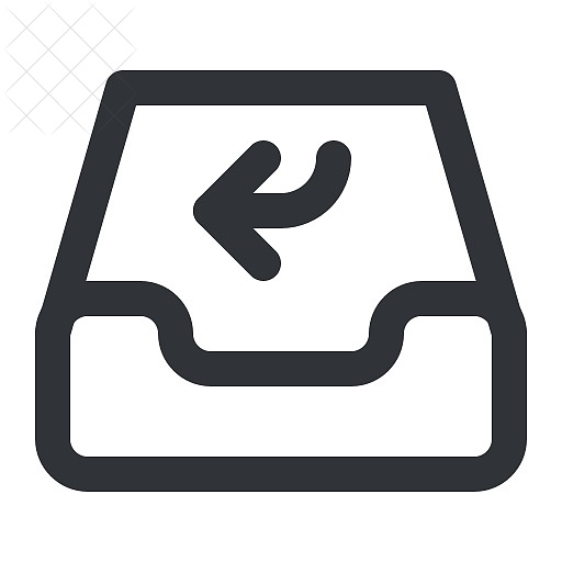 Email, inbox, mail, arrow, reply icon.