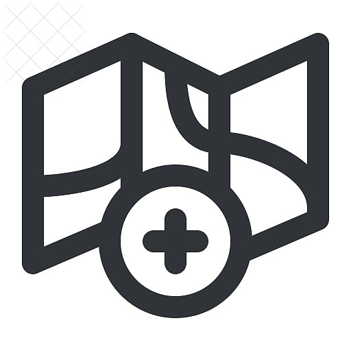 Add, map, navigation, plus icon.