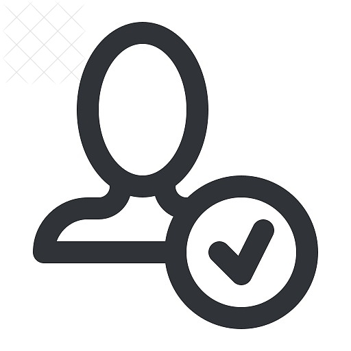 Account, avatar, check, profile, user icon.