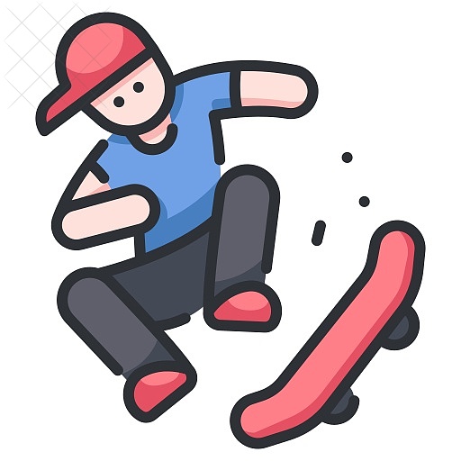 Extreme, jump, skate, skateboard, skateboarding icon.