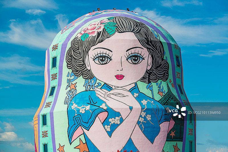 呼伦贝尔满洲里市俄罗斯套娃广场图片素材