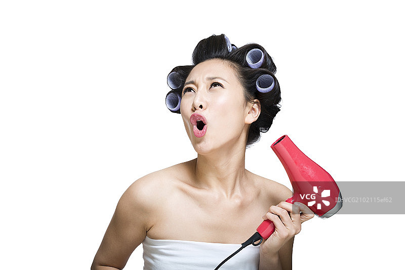 棚拍年轻女人美发图片素材