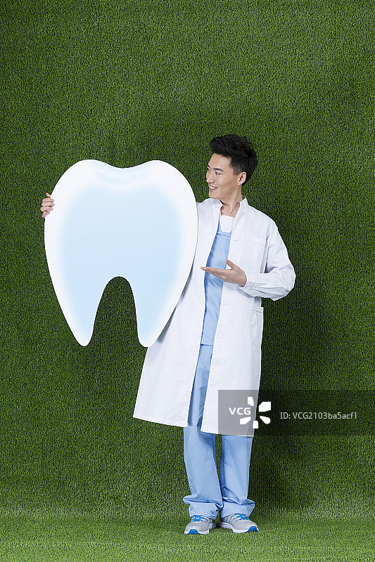 草地青年男牙科医生图片素材
