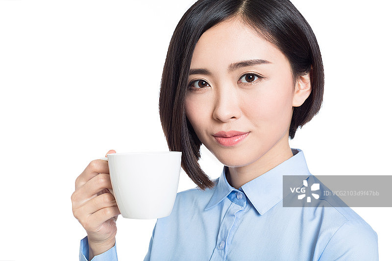 女白领喝咖啡图片素材