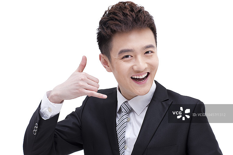 时尚的商务男士装作打电话图片素材