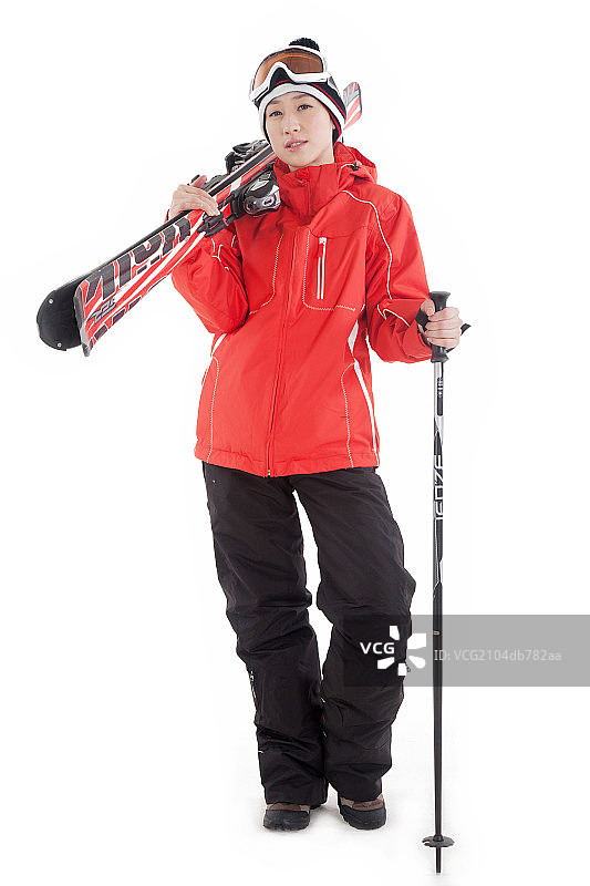 青年女子滑雪图片素材