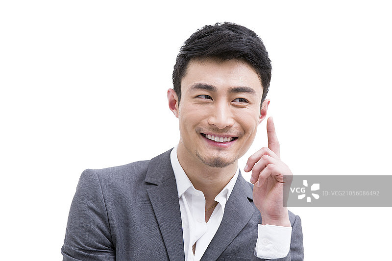 时尚的商务男士竖起食指图片素材