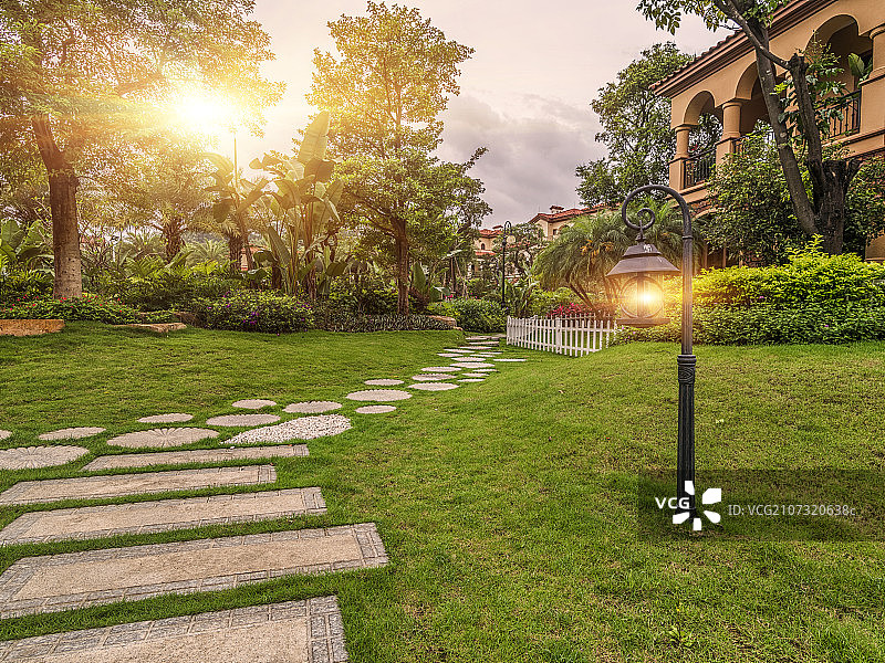 欧式别墅区风光图片素材