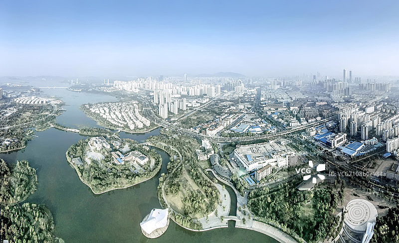 航拍东蠡湖，金城湾公园图片素材