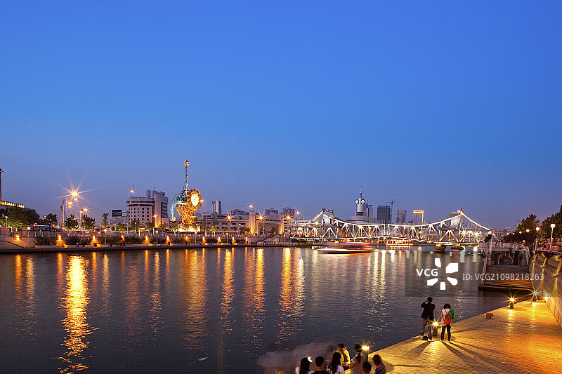 天津海河夜景图片素材