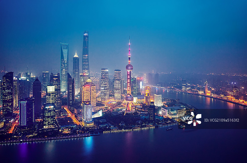 鸟瞰上海陆家嘴图片素材