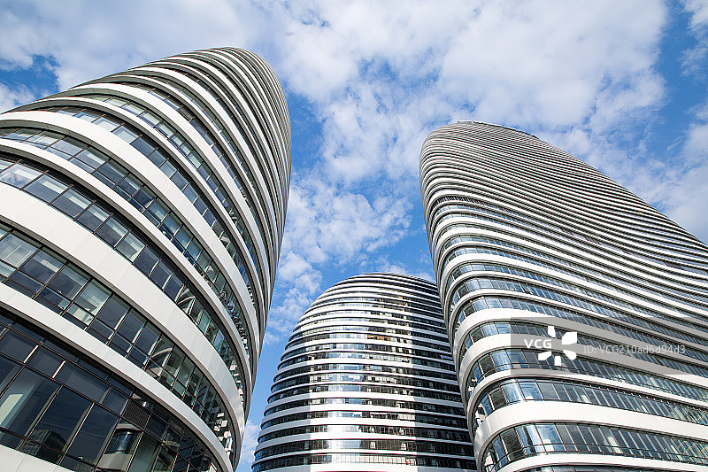 望京SOHO建筑和路面图片素材