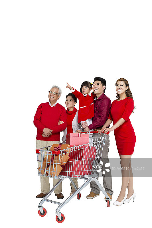 棚拍一家人购物图片素材