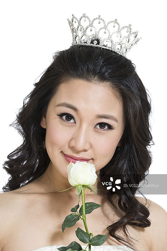 棚拍盛装美女和花图片素材