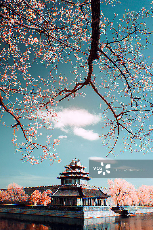 北京故宫角楼红外摄影图片素材