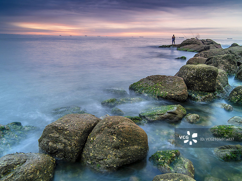 海边绚丽日出-慢门摄影图片素材