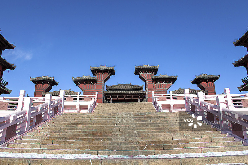 中国涿州影视城的古代建筑铜雀台 涿州影视城 保定图片素材