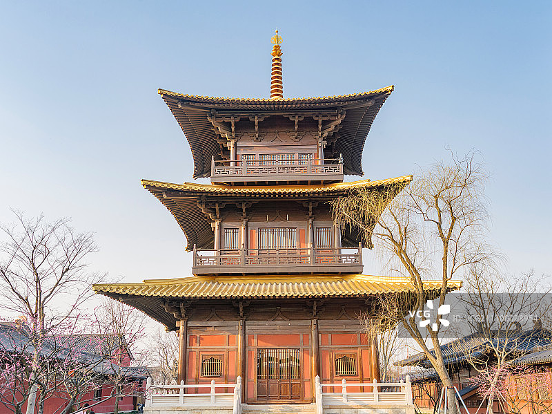 上海松江广富林遗址公园三元宫亭台楼阁图片素材