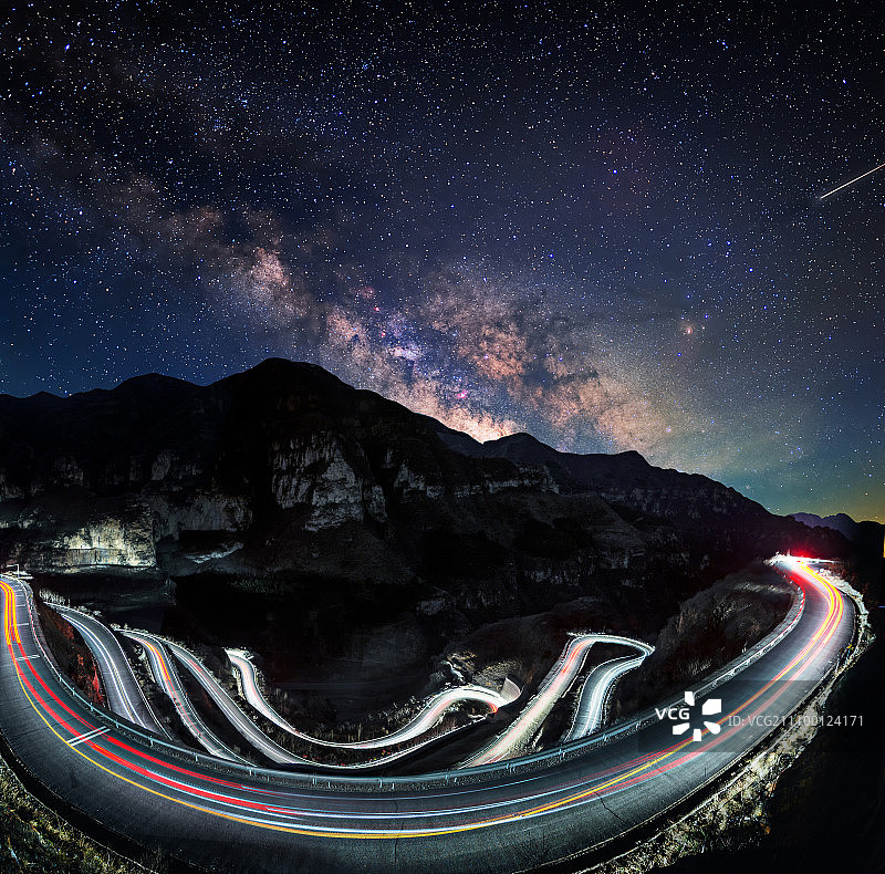 银河山路车轨图片素材