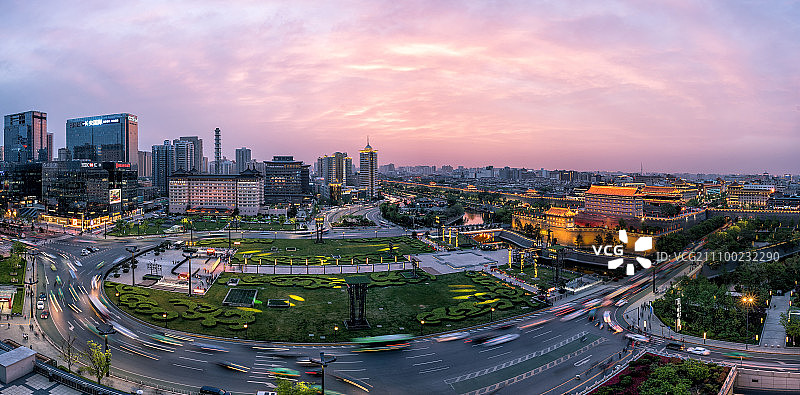 西安永宁门广场夜景图片素材