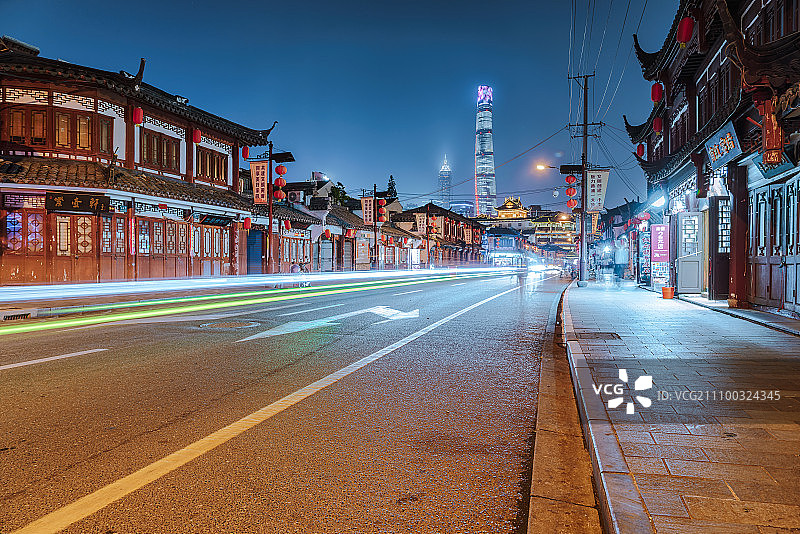 上海老街夜景图片素材
