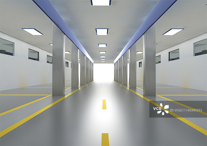 建筑物内的空旷停车场图片素材