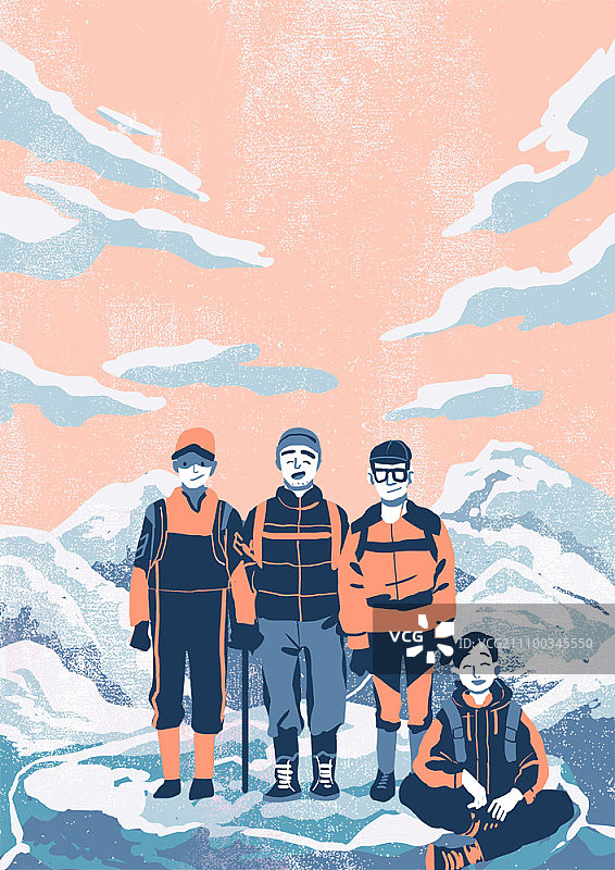 山顶上的登山者图片素材