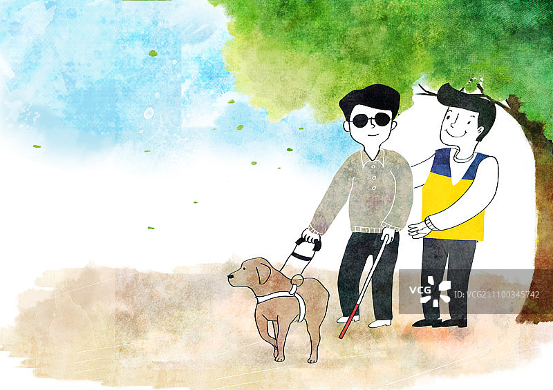 志愿者帮助盲人图片素材