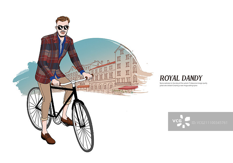 穿西装的男人骑自行车图片素材