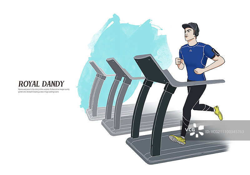 在跑步机上锻炼的年轻人图片素材