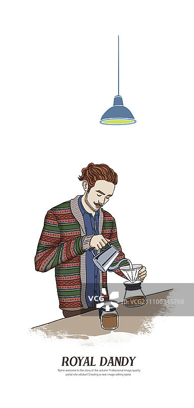 年轻男人在做咖啡图片素材