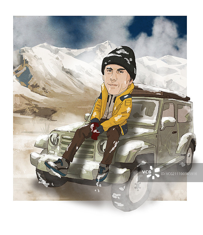 男人坐在卡车上图片素材