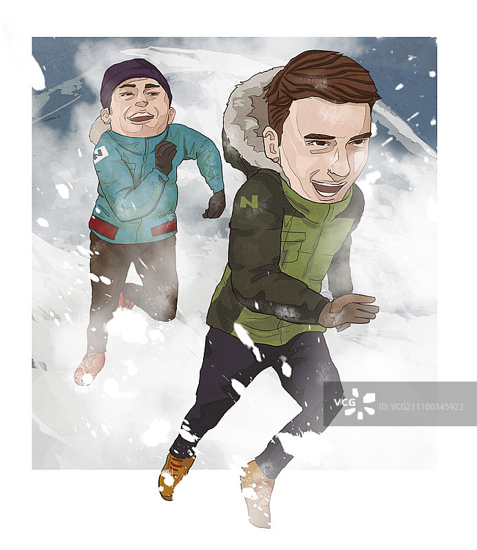 两个朋友在户外玩耍图片素材