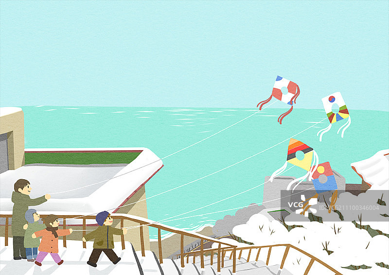 孩子们放风筝图片素材