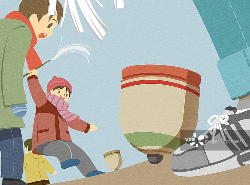 孩子们玩陀螺图片素材