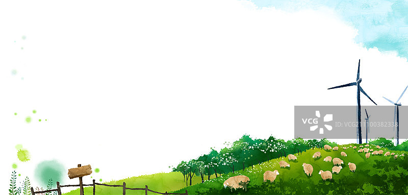 宁静的绵羊牧场图片素材