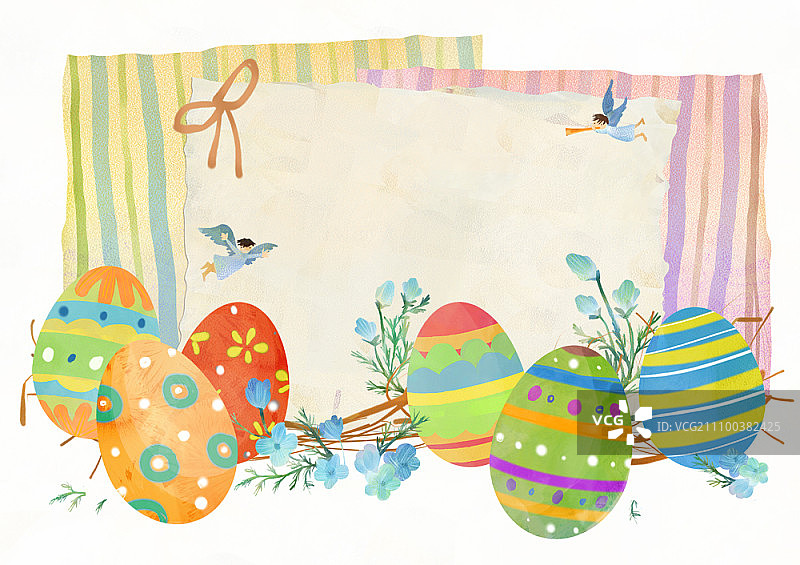 复活节彩蛋和明信片图片素材