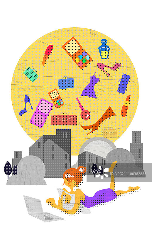 女孩享受线上购物图片素材