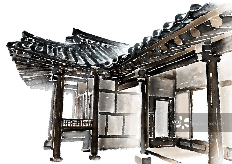 韩国传统房屋韩屋图片素材