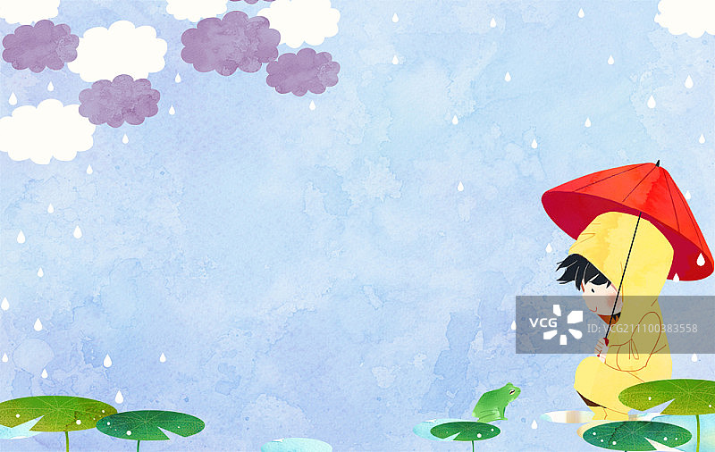 雨天打伞的孩子图片素材