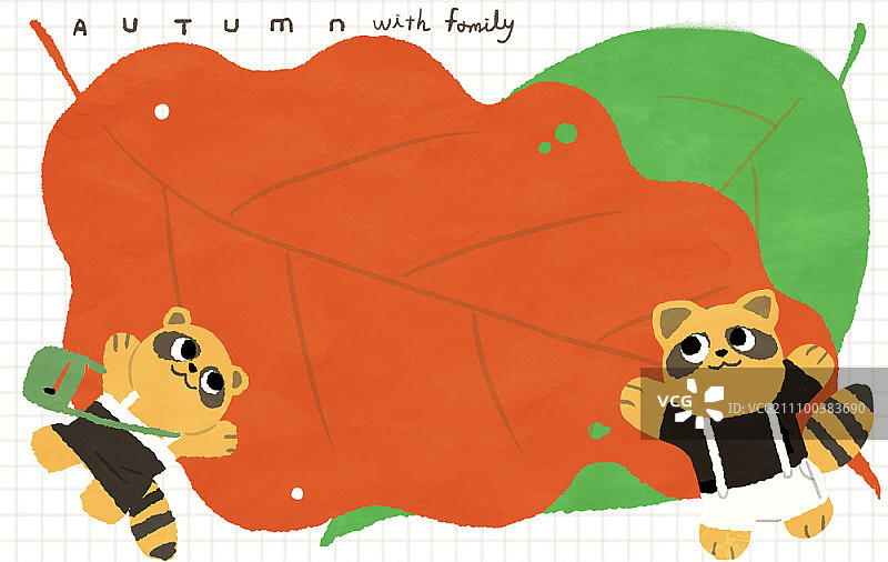 浣熊一家去野餐图片素材