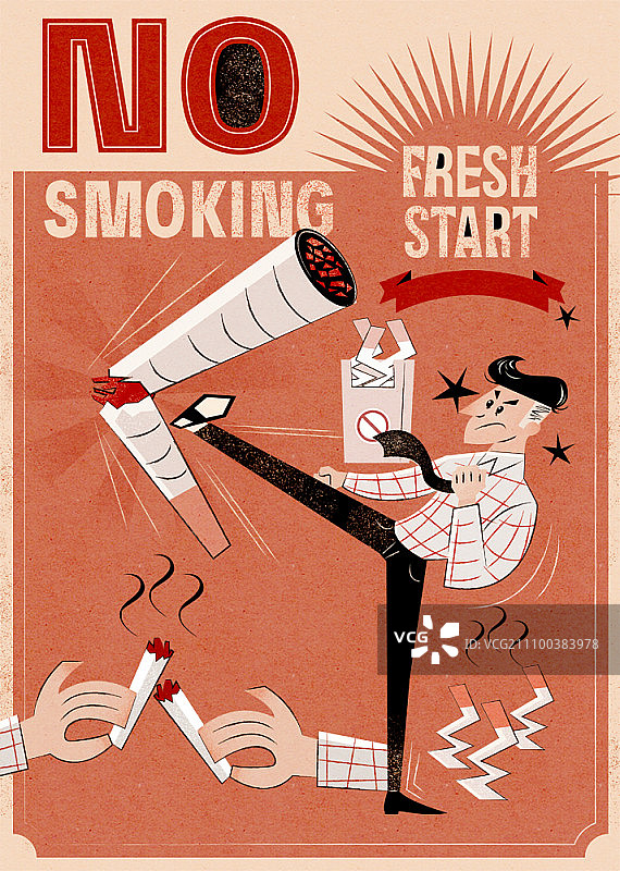 男人踢香烟图片素材