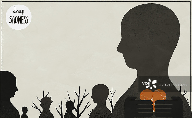 隐藏破碎之心的男子轮廓图片素材