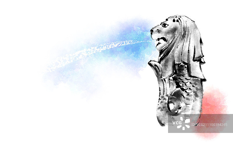 新加坡的鱼尾狮喷水图片素材