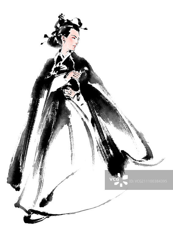 穿着韩国传统服装的女人图片素材