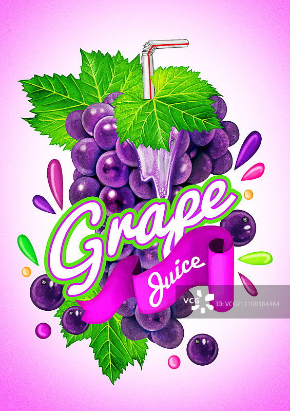 带吸管的葡萄图片素材